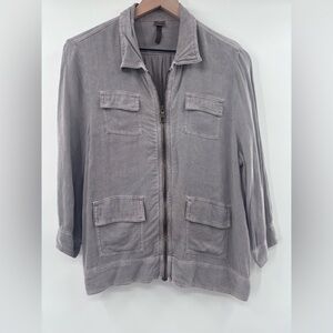 XCVI Women's Lightweight Utility Safari Field Jacket in Gray Size Medium Petite